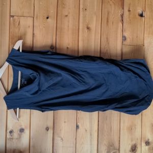 Hemp & Co top dusty navy blue cowl neck sleeveless hemp organic cotton je…